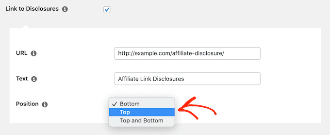 Changing where an affiliate disclaimer appears on your WordPress website