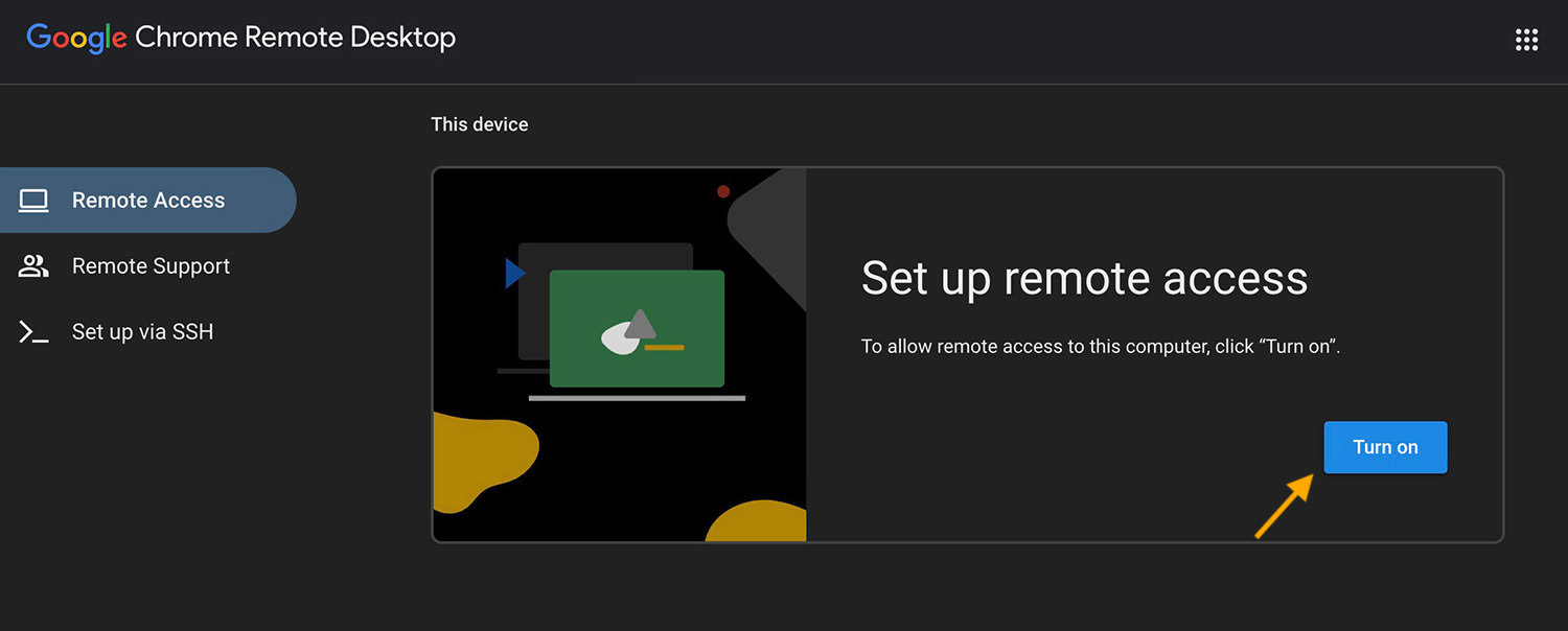 turn on Google remote access