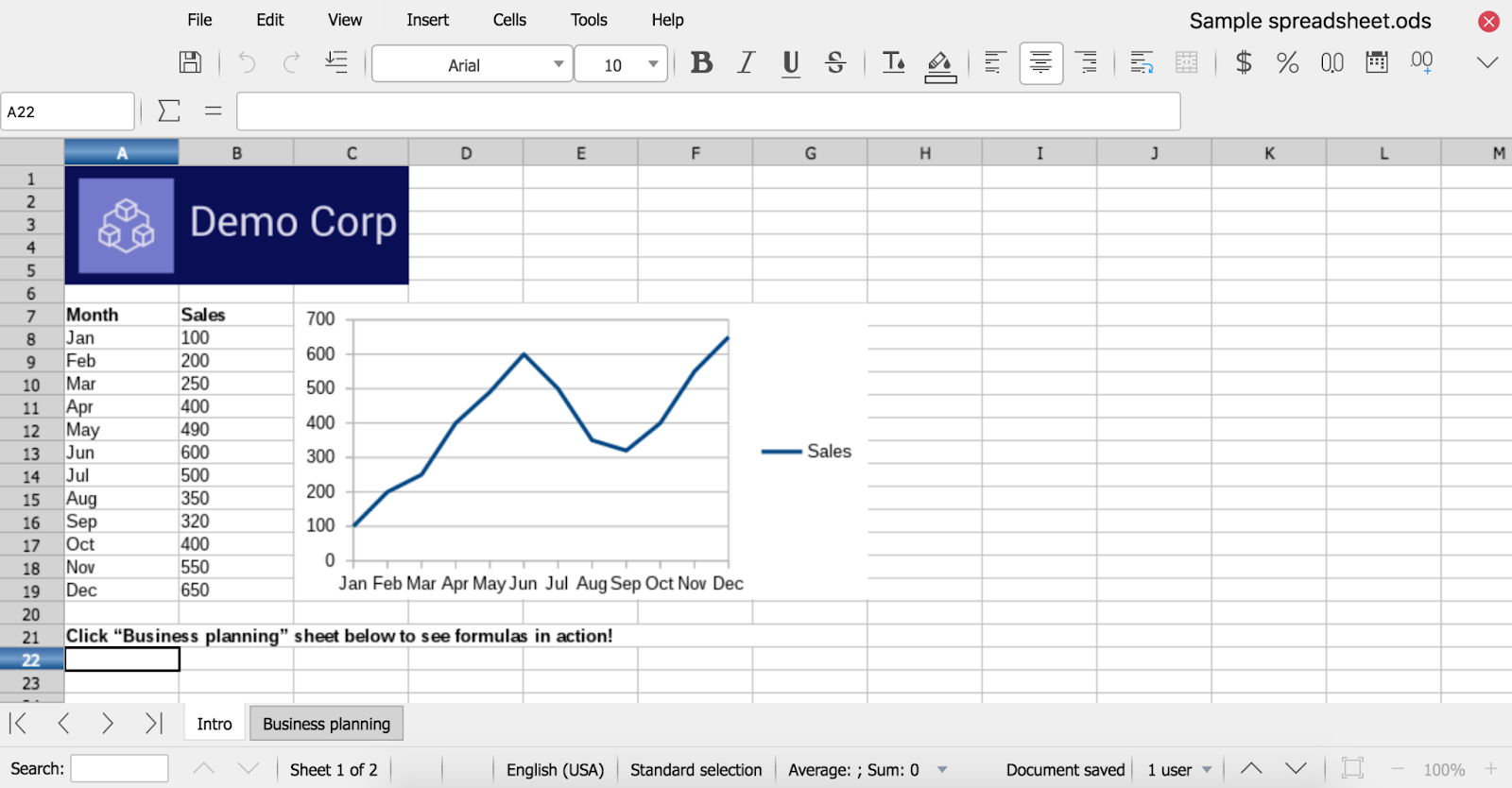Excel alternative, LibreOffice Calc spreadsheet example