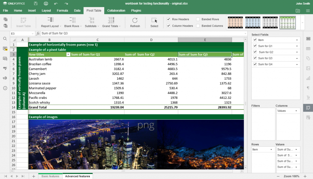 Excel alternative, OnlyOffice spreadsheet example