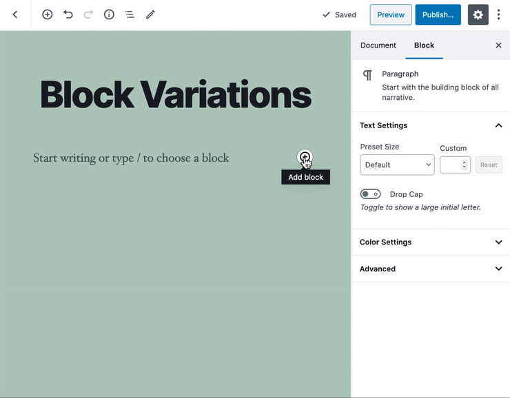 Gutenberg-block-variations