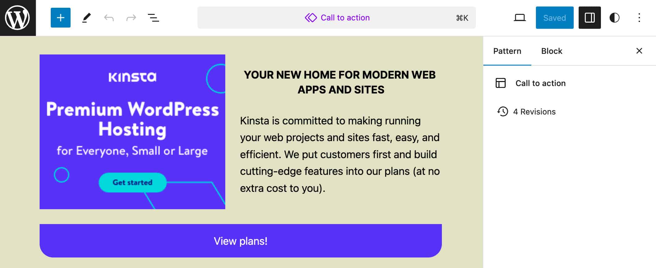 Building a block pattern in the Site editor
