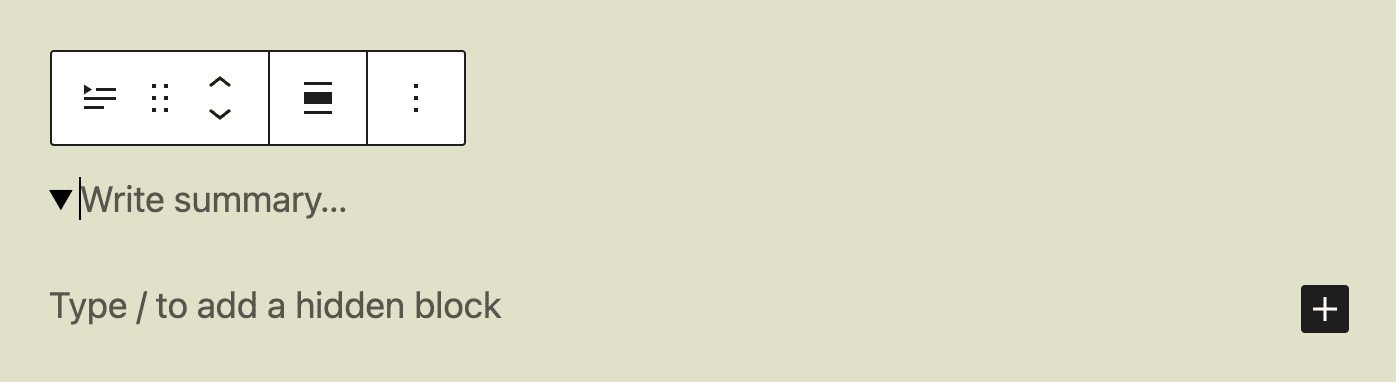 An empty Details block with summary and hidden content