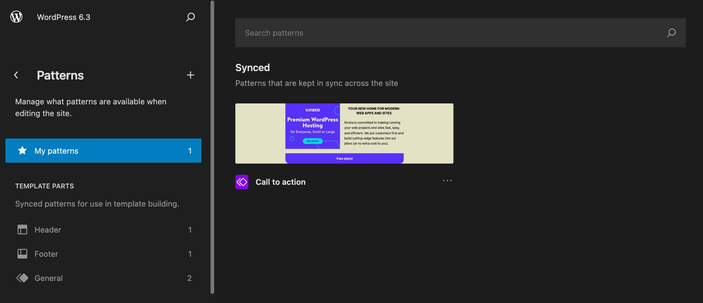 My patterns in WordPress 6.3