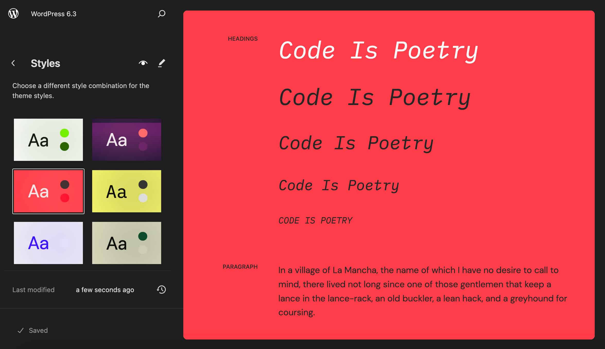 The Style Book in WordPress 6.3