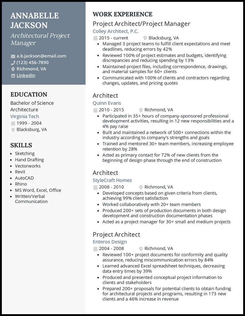 IT Project Manager Resume example