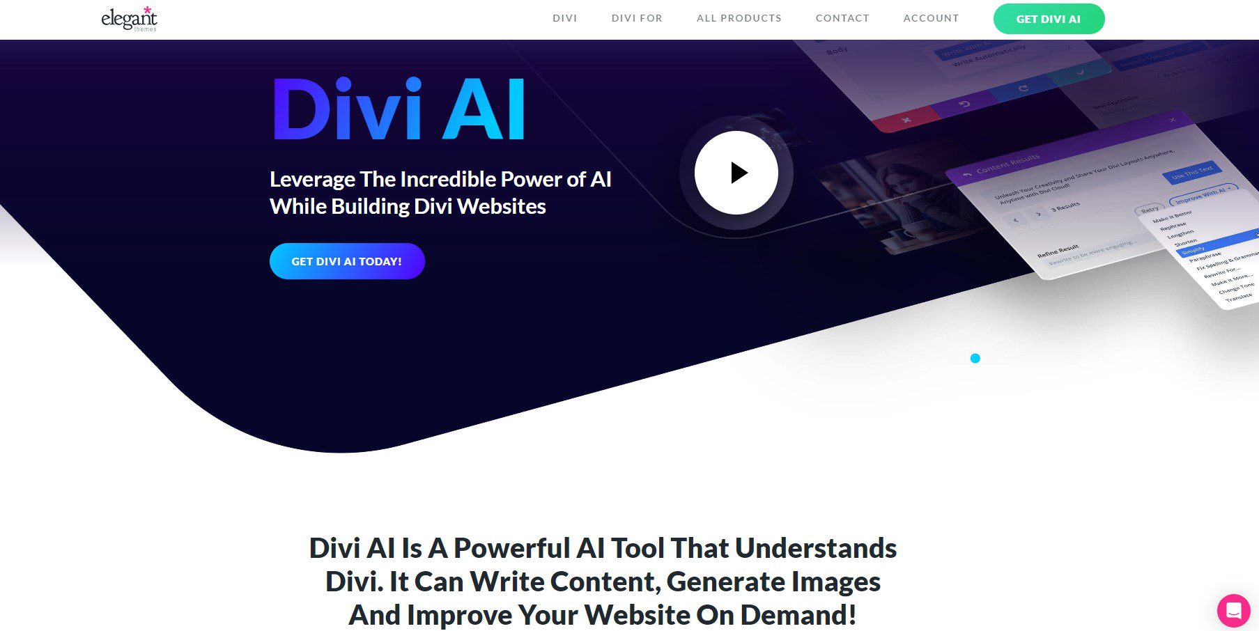 Best WordPress content writer-Divi AI hero section