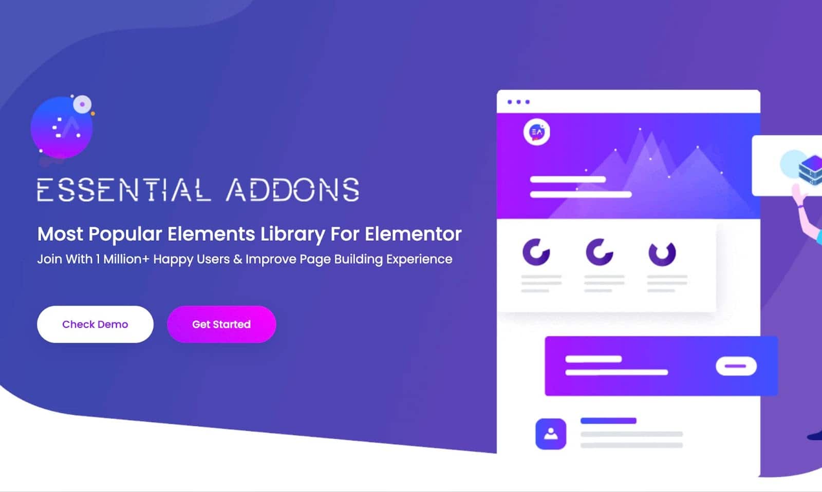 Essential Addons homepage. 