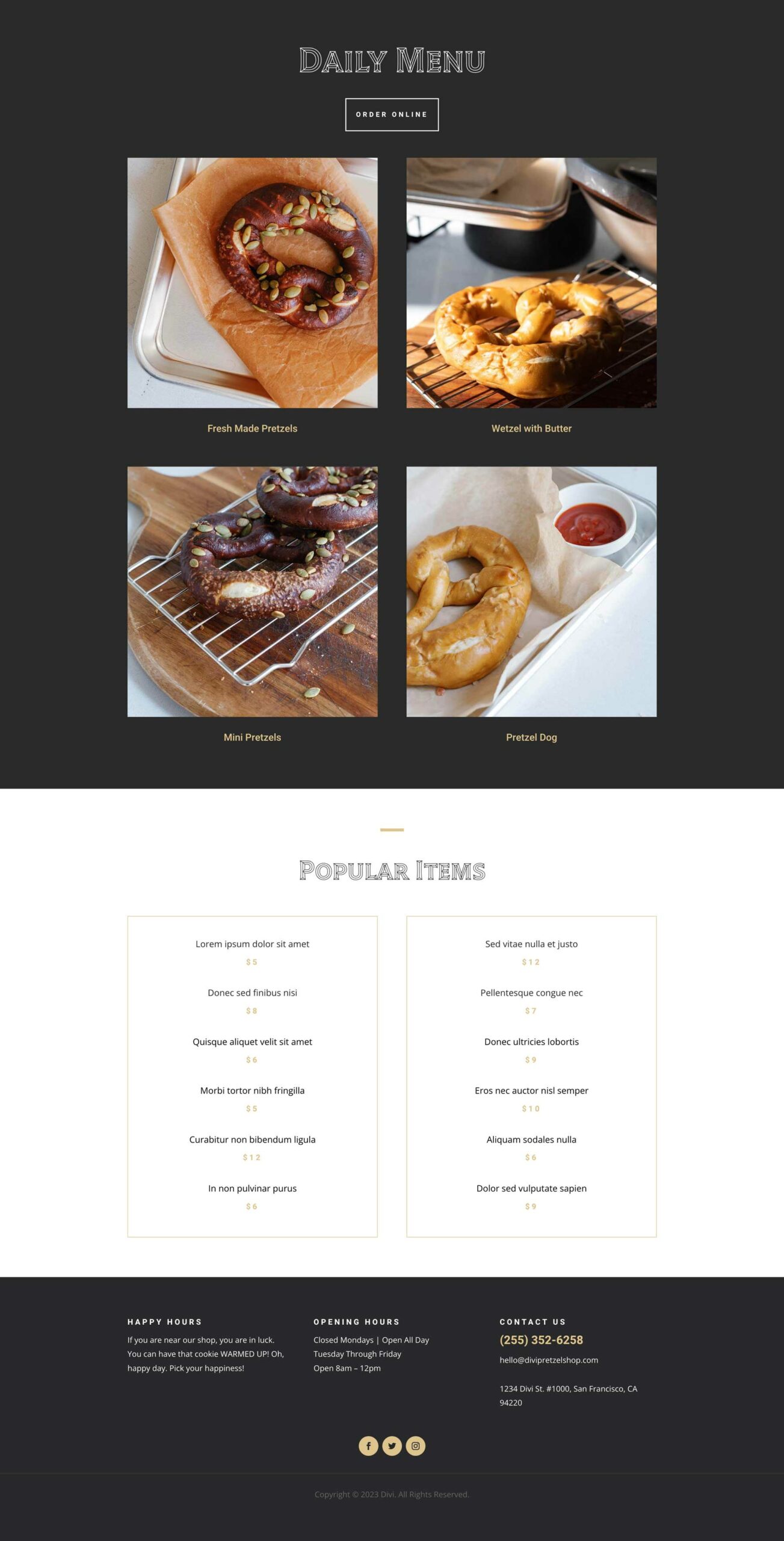 Bake Shop Layout Pack for Divi