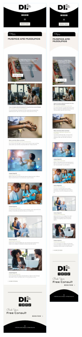 Divi Interior Designer Layout Packs' category page layout for tablet and mobile