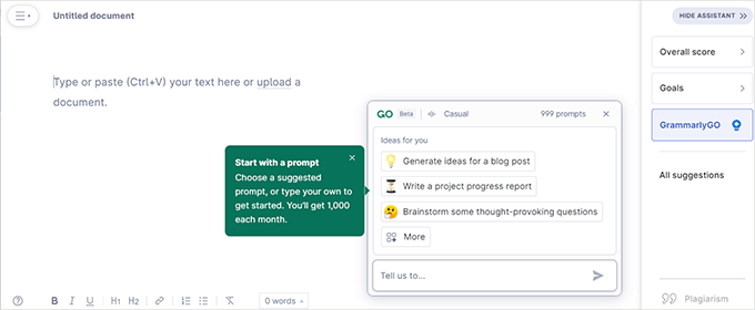 Grammarly AI powered writing assistant
