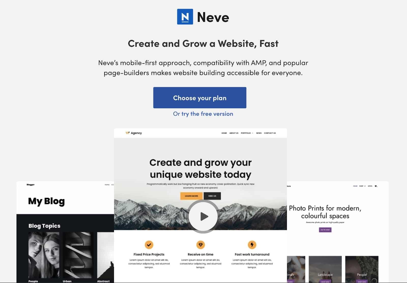 Neve homepage. 