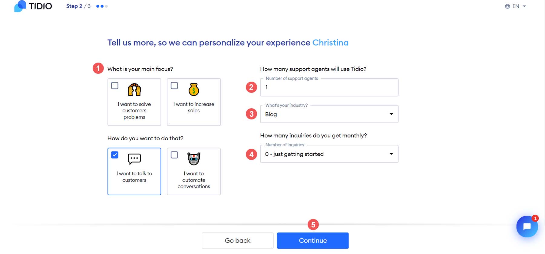 Personalize your Tidio experience