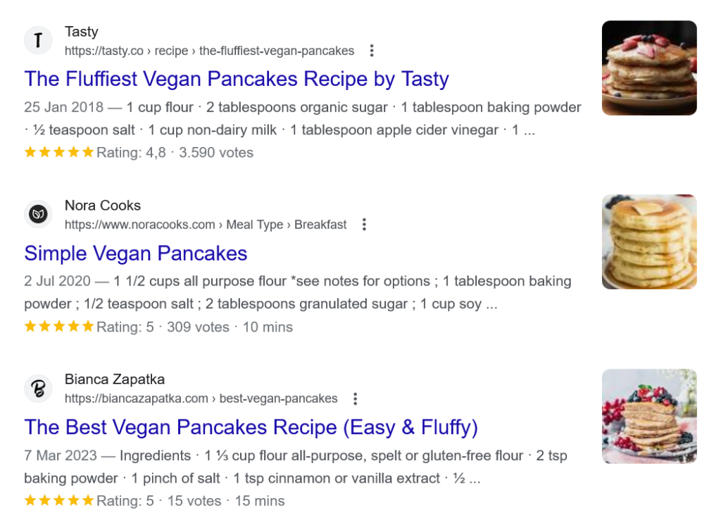 rich snippets in serps example