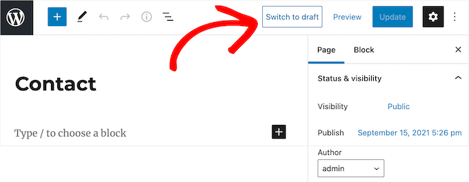 Click switch to draft