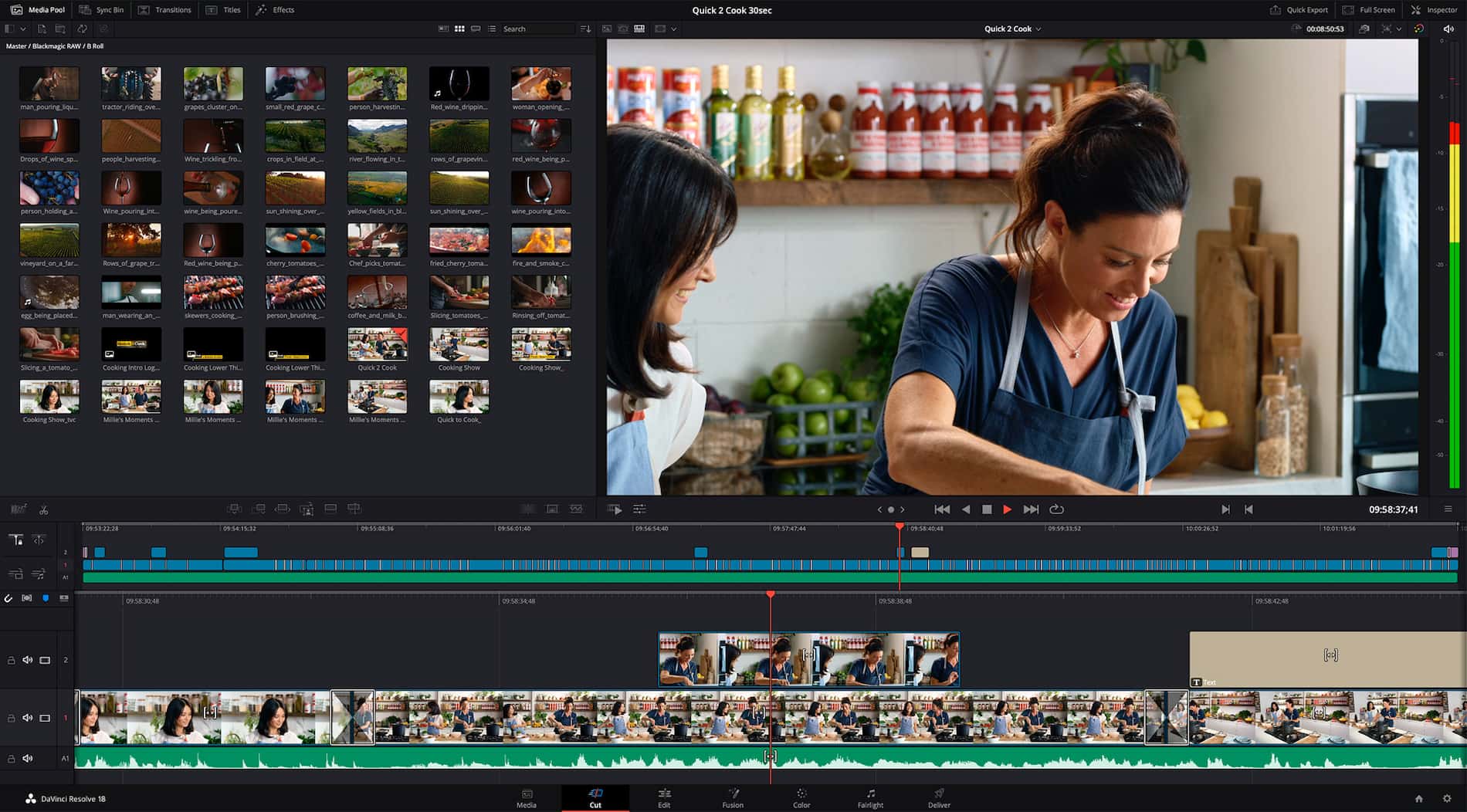 A screenshot of DaVinci Resolve's User Interface