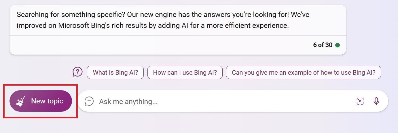 Bing Chat New Topic