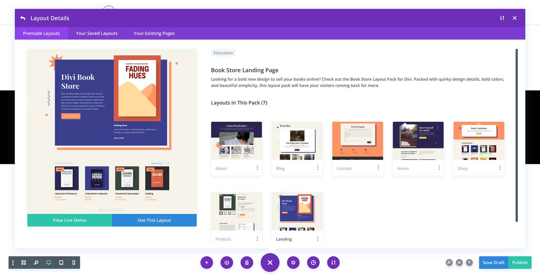 Book Store Layout Pack for Divi