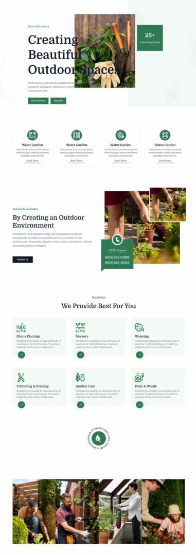 Divi Essential Garden Website Layout Home Page