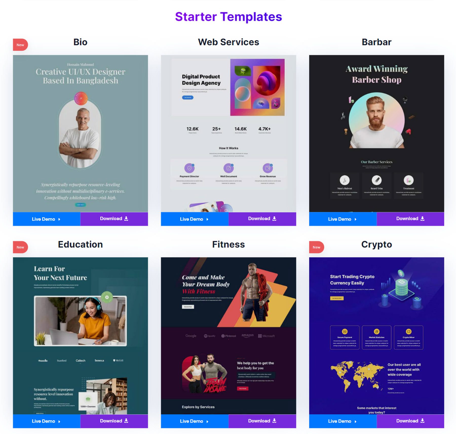 Divi Essential Starter Templates