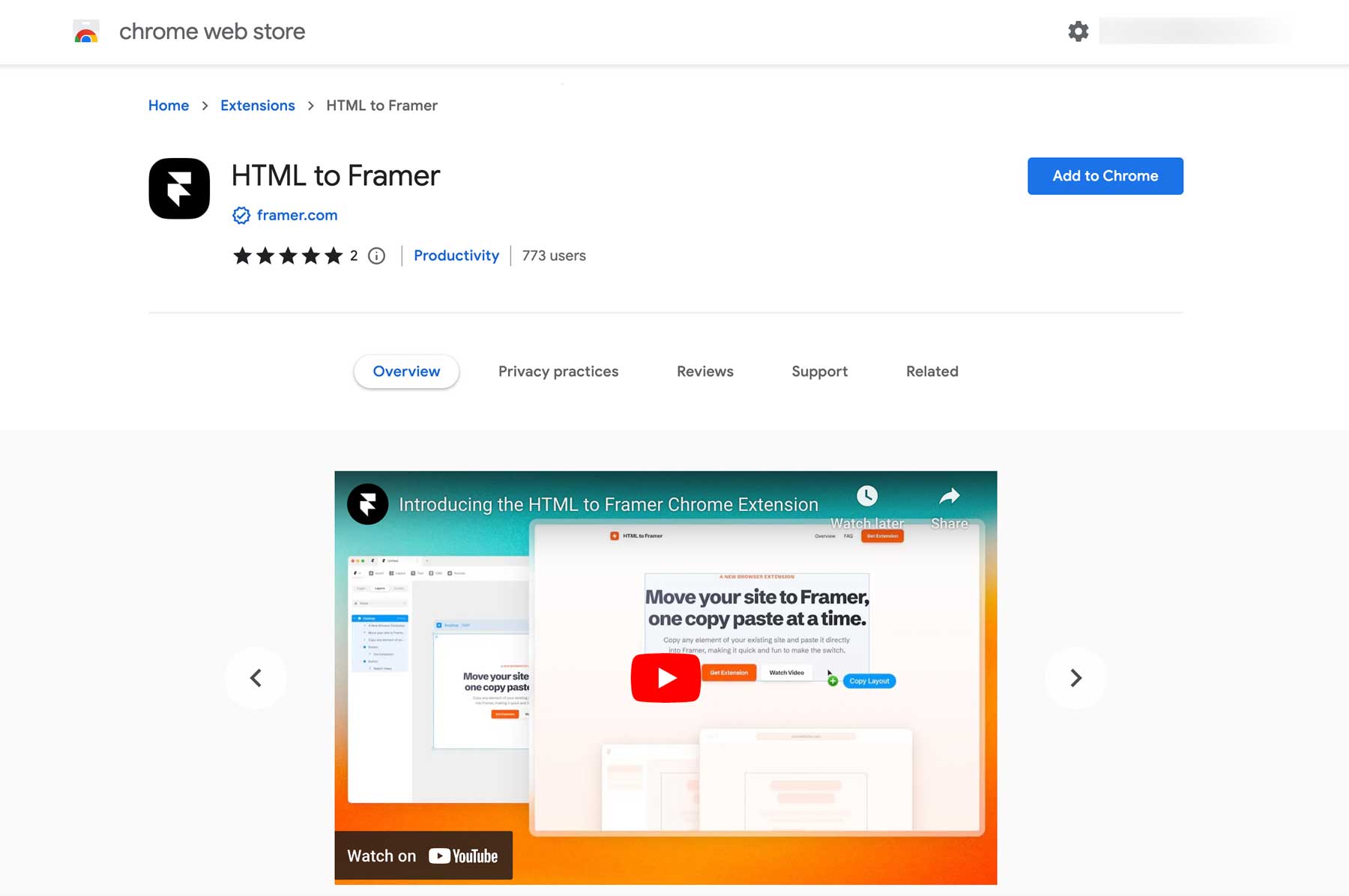 Framer Chrome extension