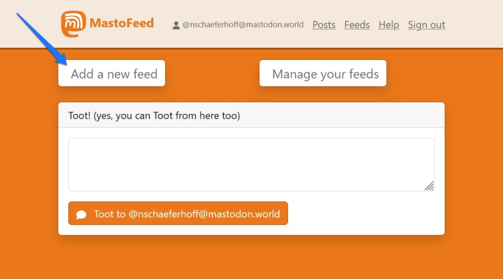 add a new feed in mastofeed