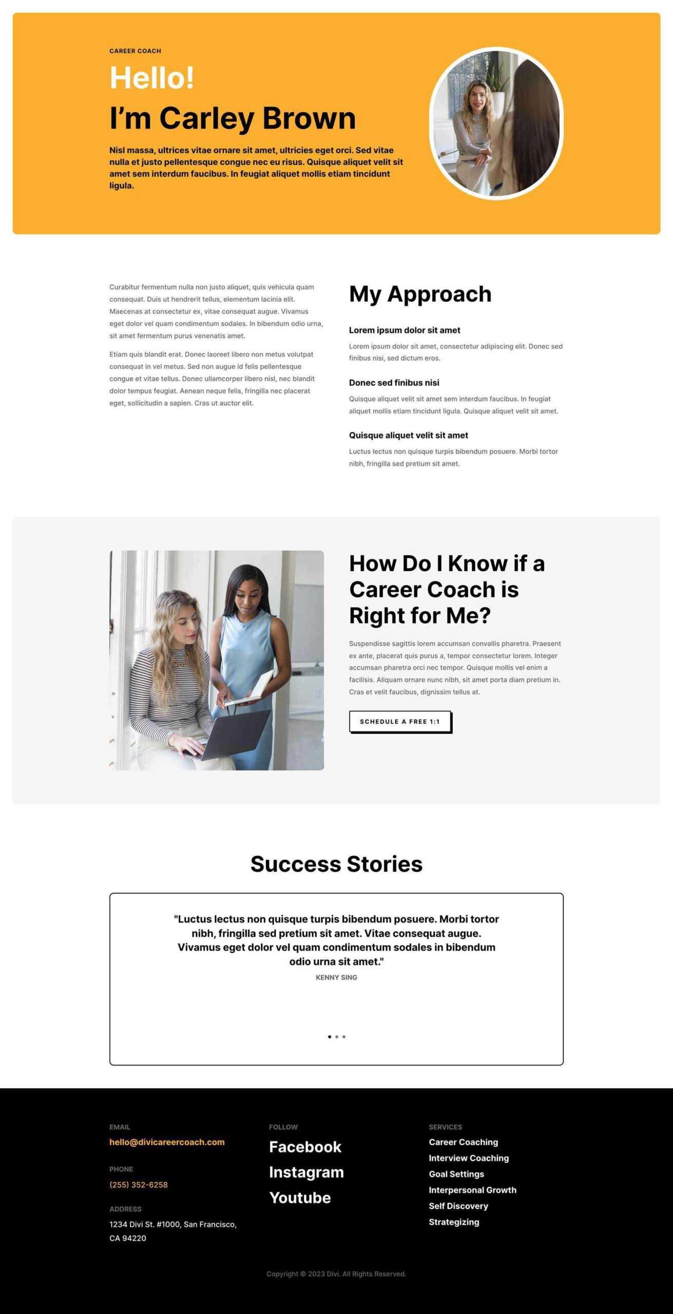 Career Coach Layout Pack for Divi