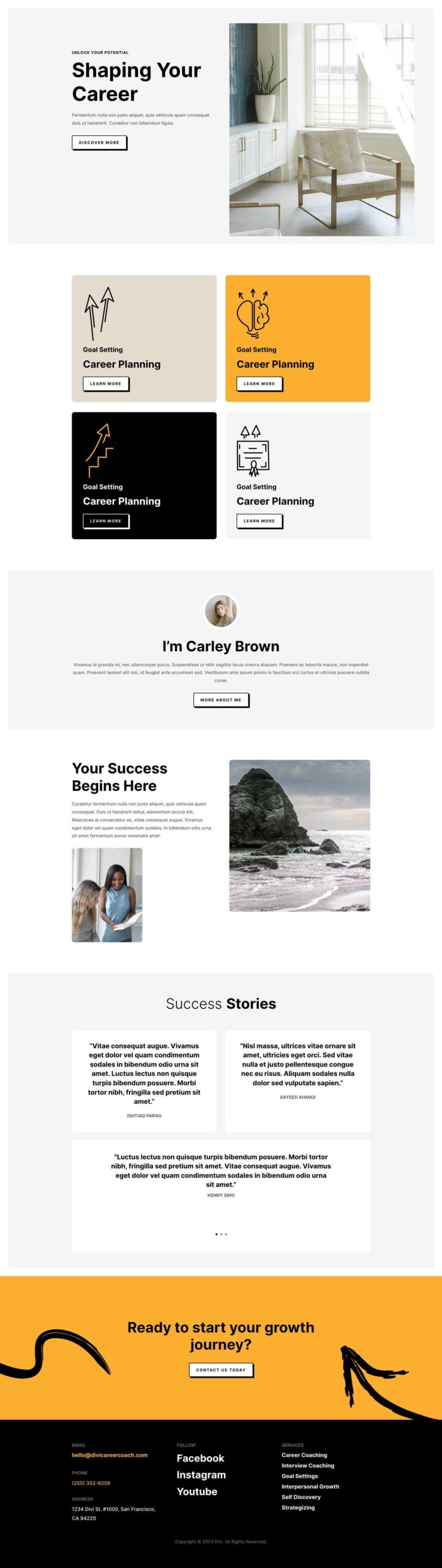 Career Coach Layout Pack for Divi