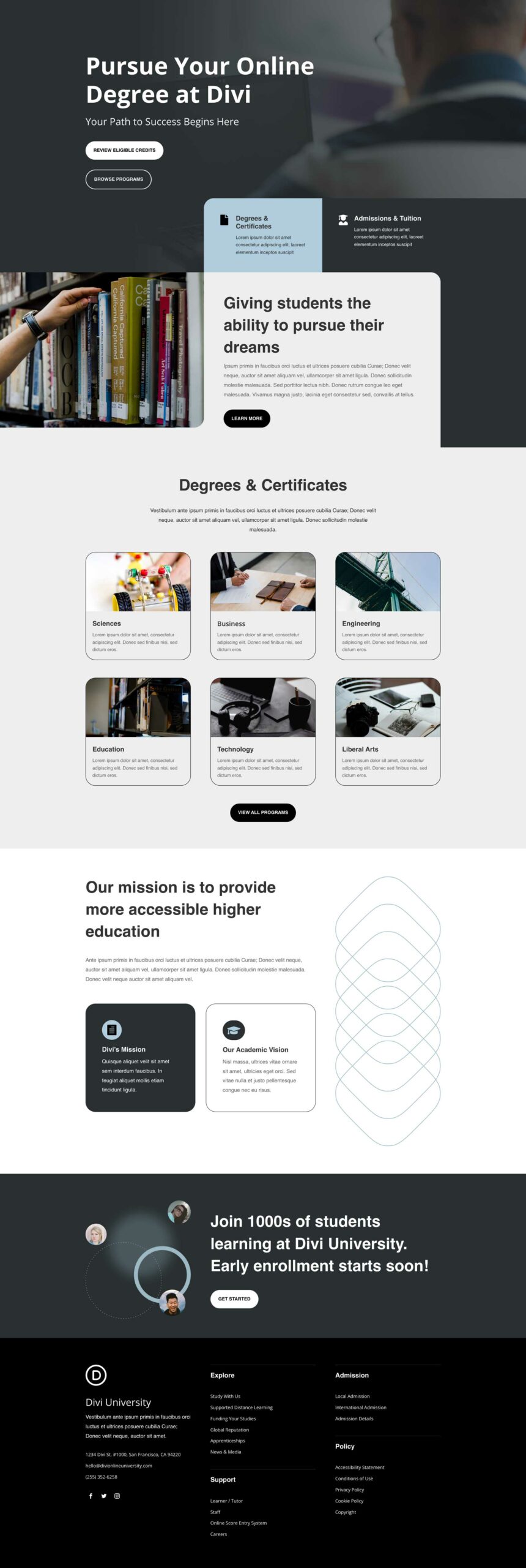 Online University Layout Pack for Divi