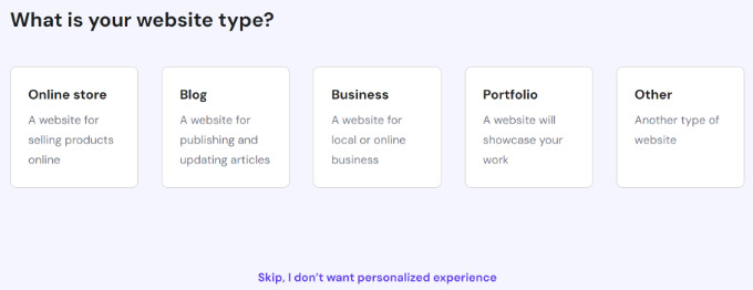 Select your website type