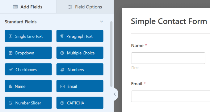 WPforms drag and drop builder