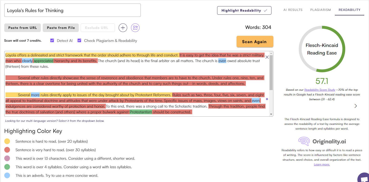 AI Content Detector - Readability Results