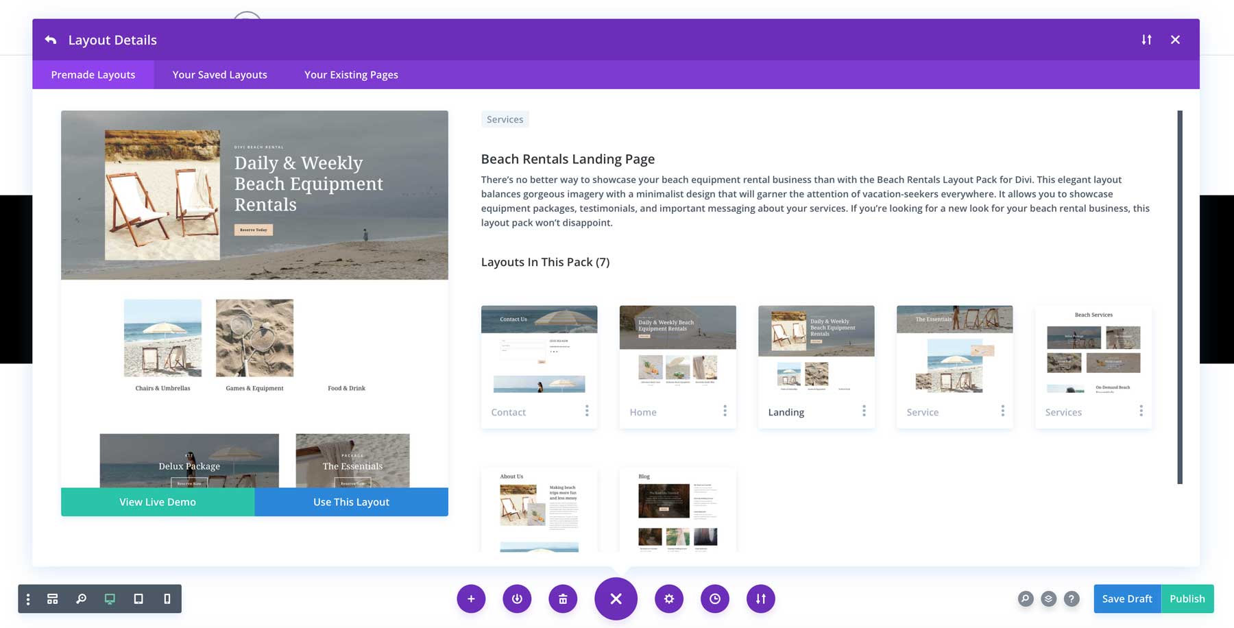 Beach Rentals Layout Pack for Divi