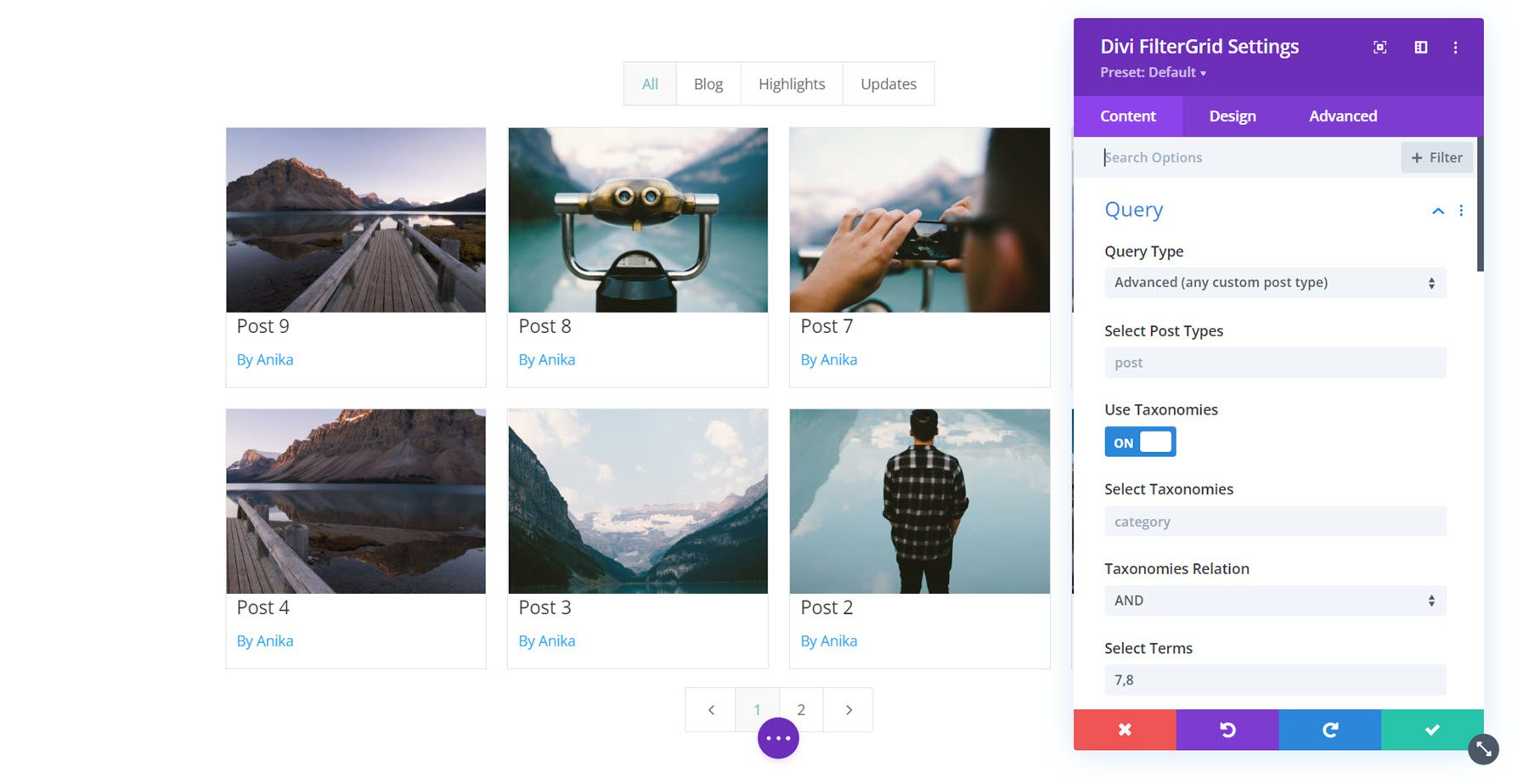 Divi Plugin Highlight Divi FilterGrid Advanced Query