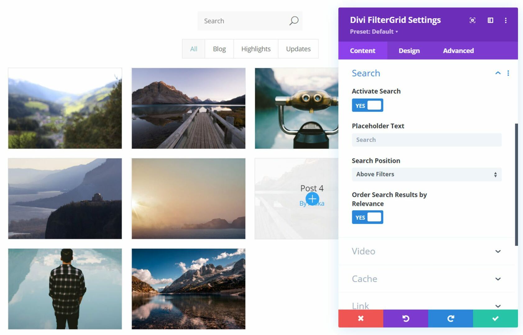 Divi Plugin Highlight Divi FilterGrid Search