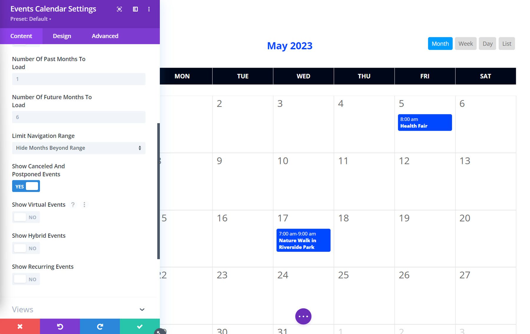 Divi Events Calendar Calendar Content 2