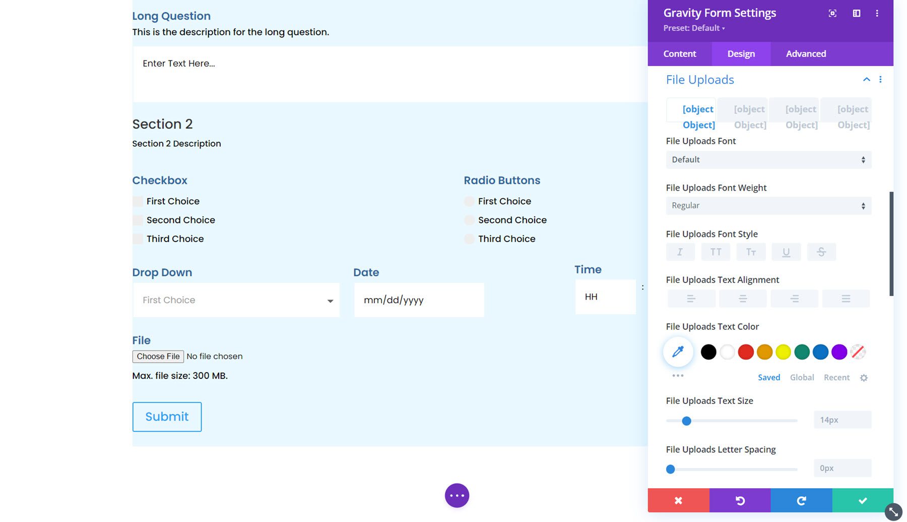 Gravity Forms Styler Module for Divi File Uploads