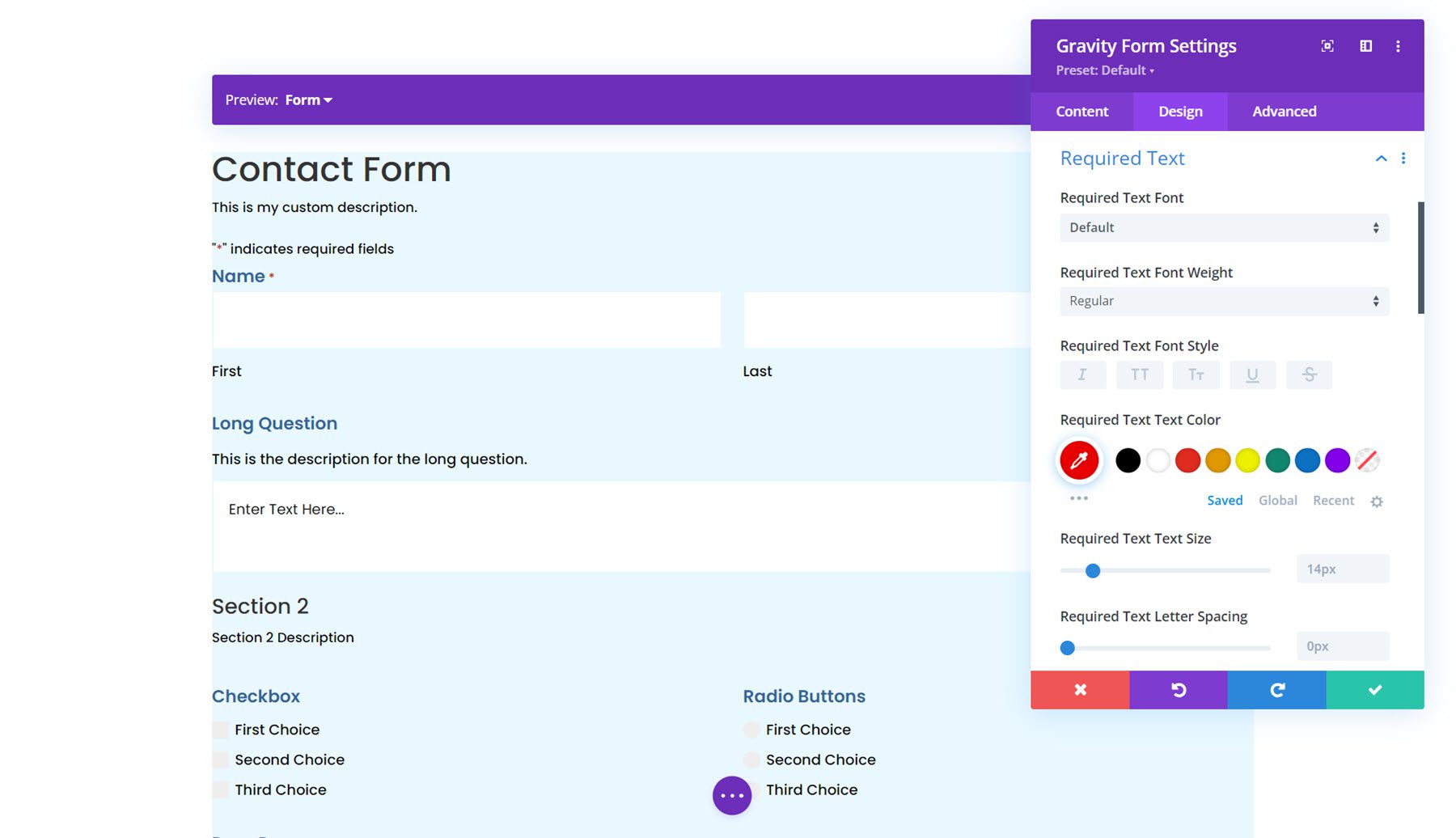 Gravity Forms Styler Module for Divi Required Text