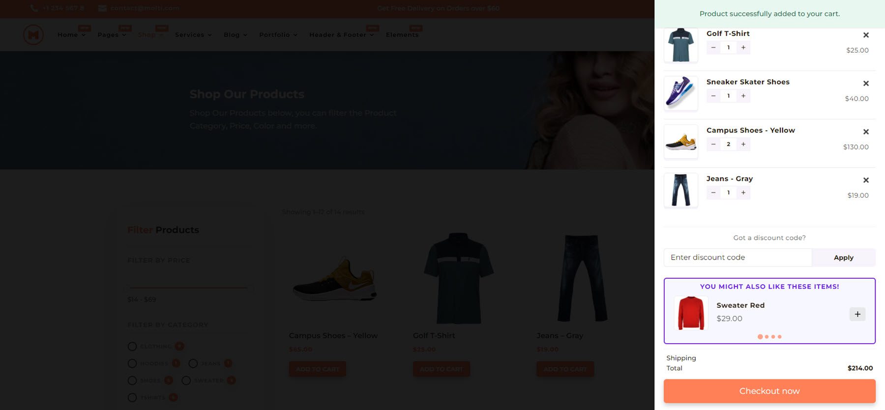 Molti Ecommerce Cart Popup