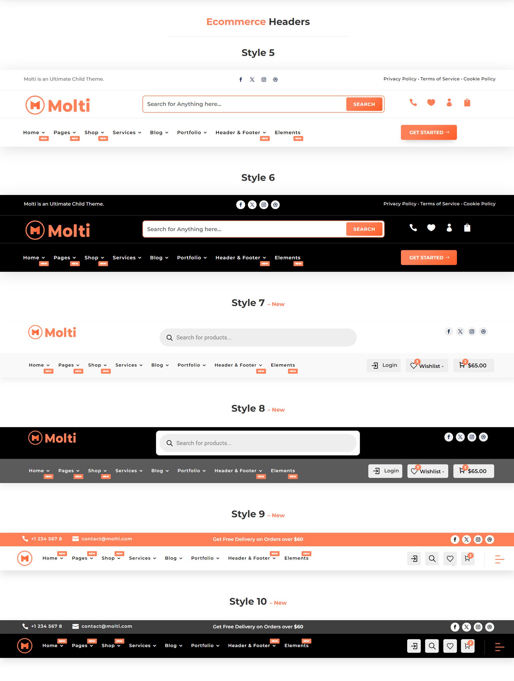 Molti Ecommerce Ecommerce Headers