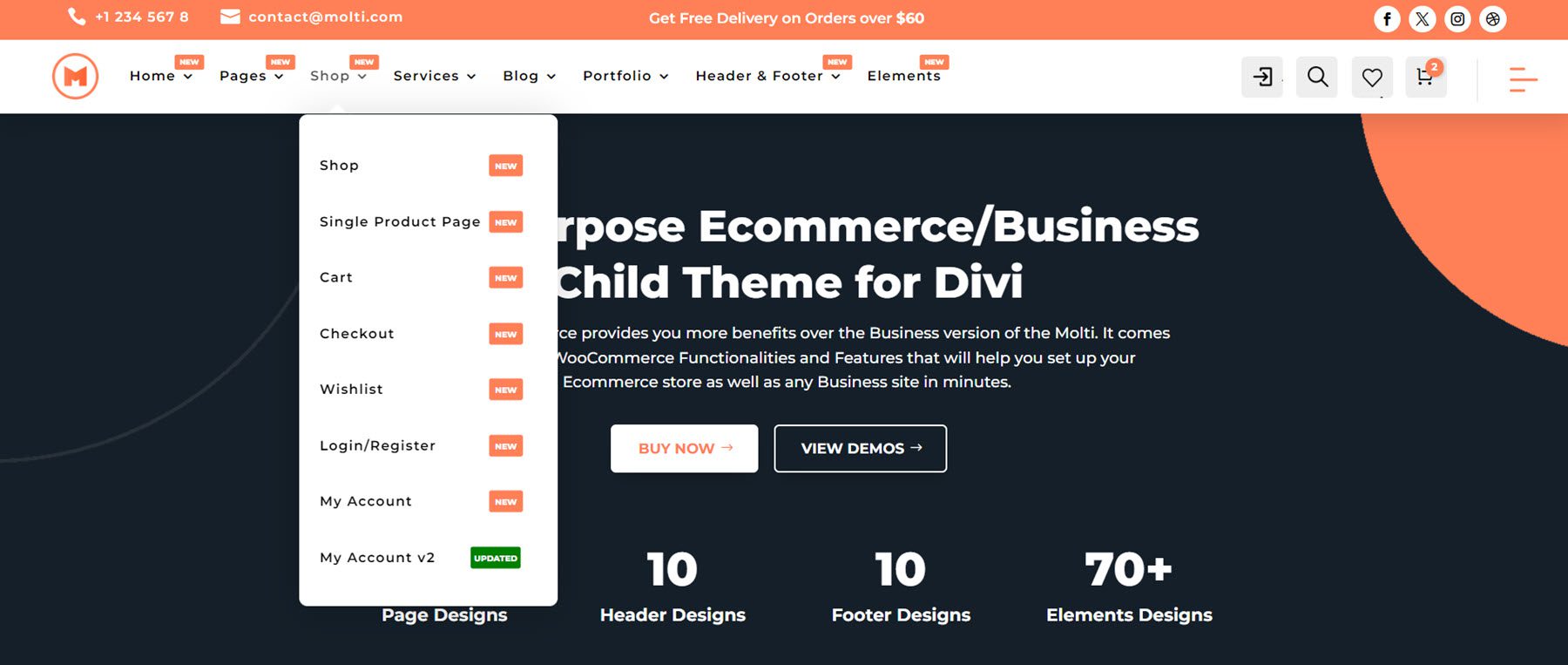 Molti Ecommerce Header 9 Dropdown