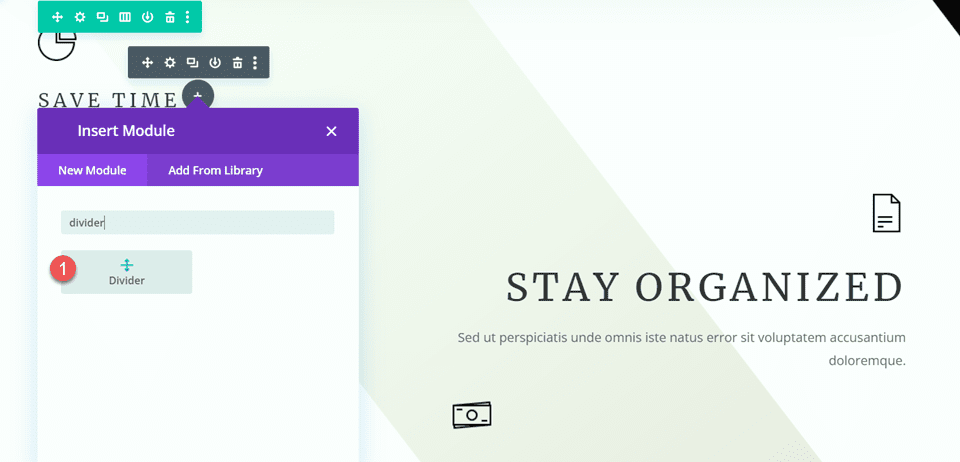 Divi Use Divider Module to Create Balance in Design Add Divider