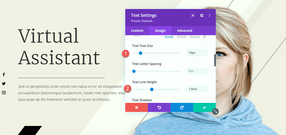 Divi Use Divider Module to Create Balance in Design Text Size Line Height