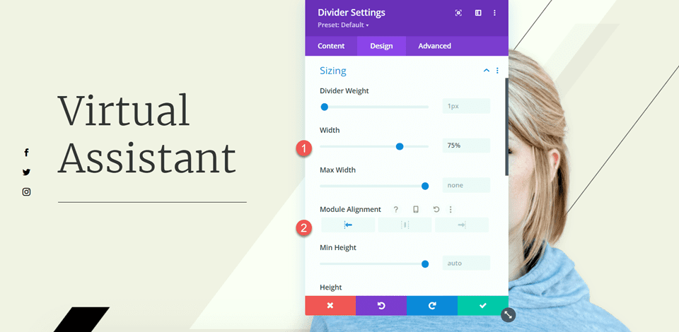 Divi Use Divider Module to Create Balance in Design Width
