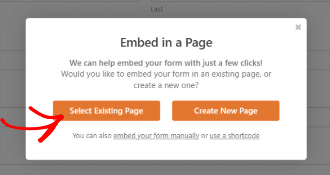 Embed in a page WPForms