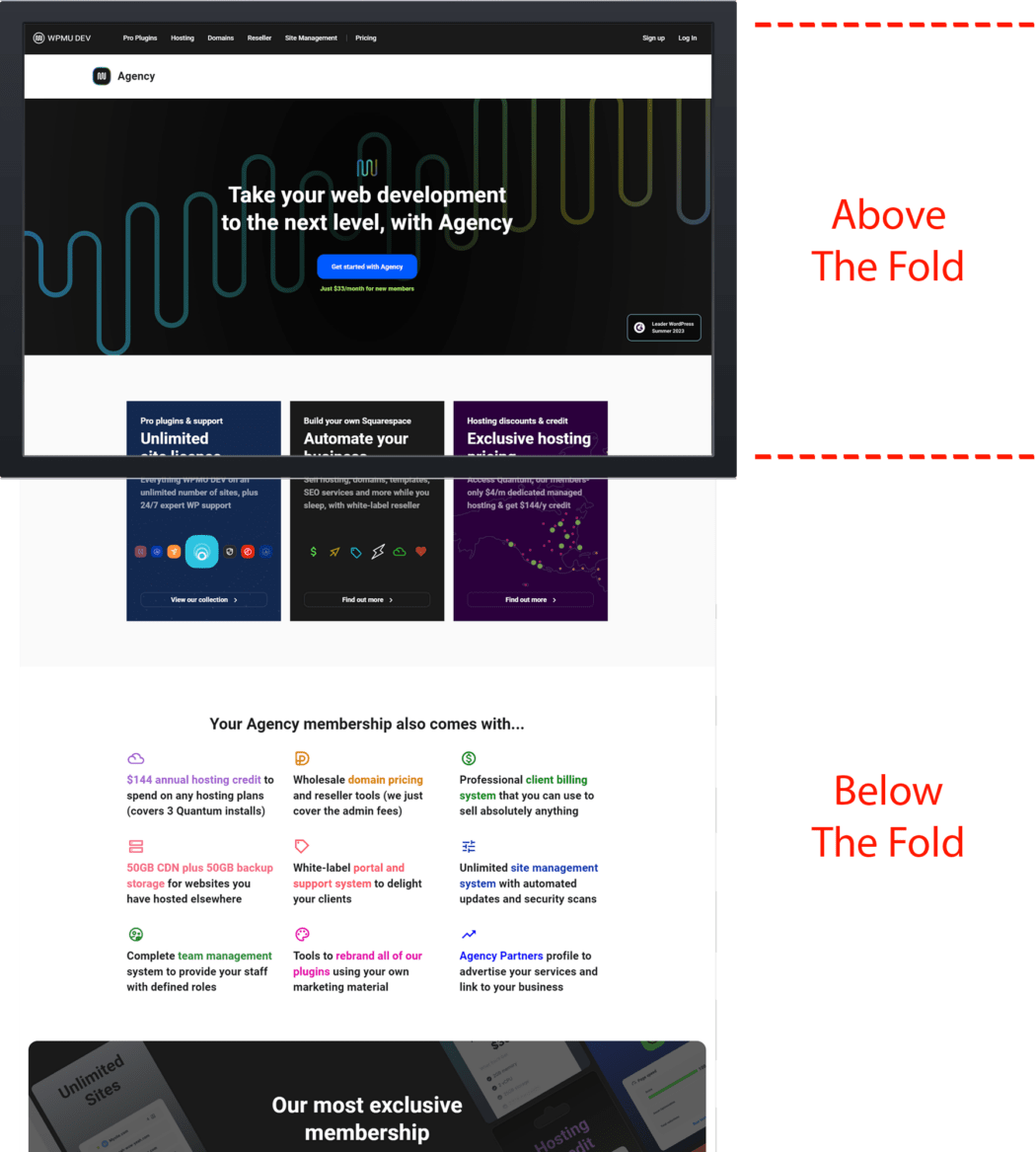 Image explaining above and below the fold.