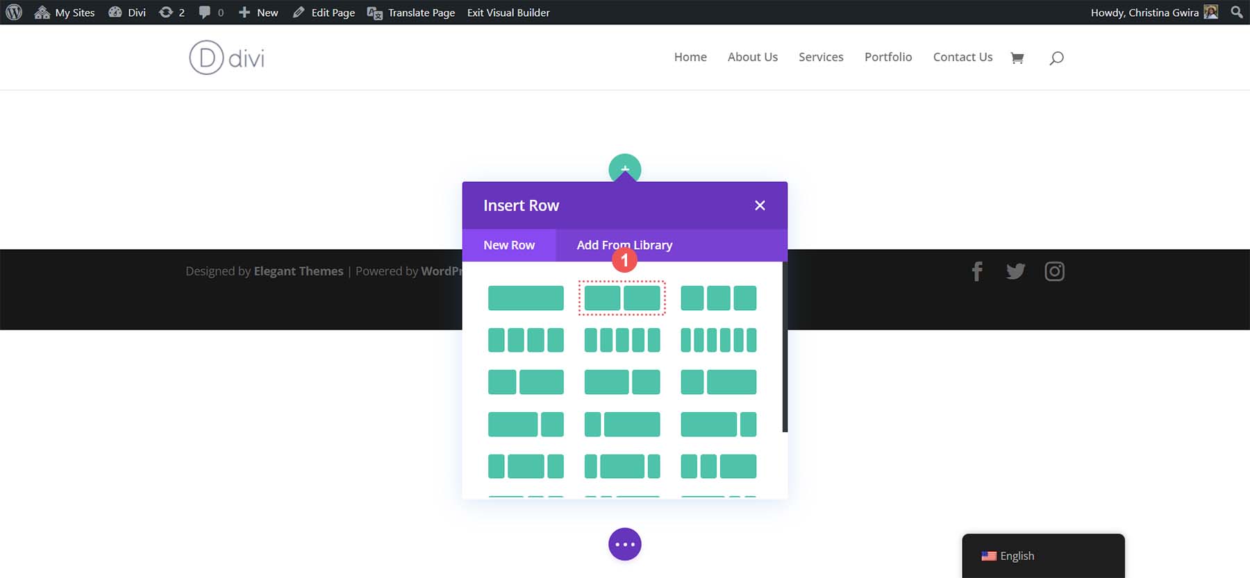 Add new row with two columns