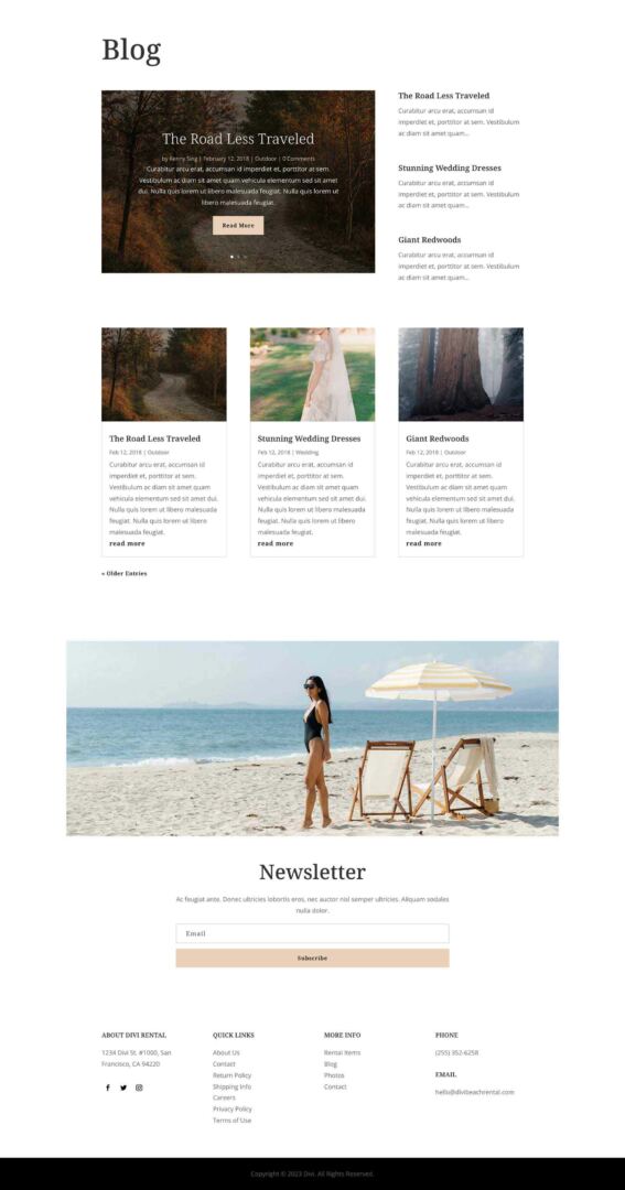 Beach Rentals Layout Pack for Divi