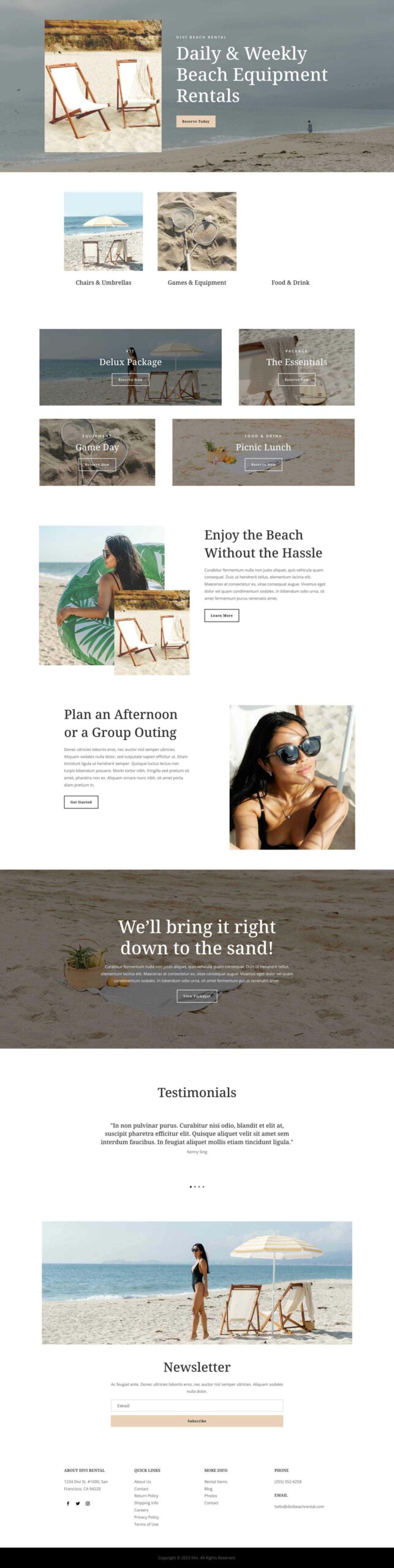 Beach Rentals layout pack