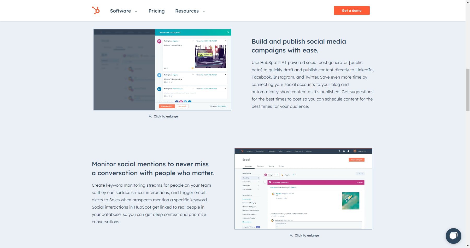 HubSpot Products Marketing Social Inbox